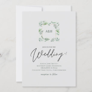 Sencilla vegetación deja Boda de estilo de escritu