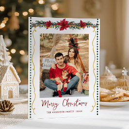 Sencilla vegetación Poinsettia Feliz Navidad 1 Fot