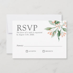 Sencilla y elegante acuarela Boda floral RSVP