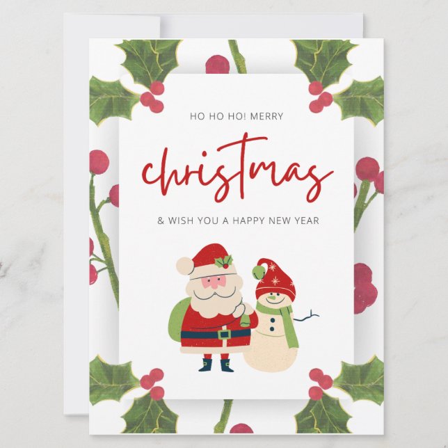 Sencilla y elegante acuarela Feliz Navidad (Anverso)