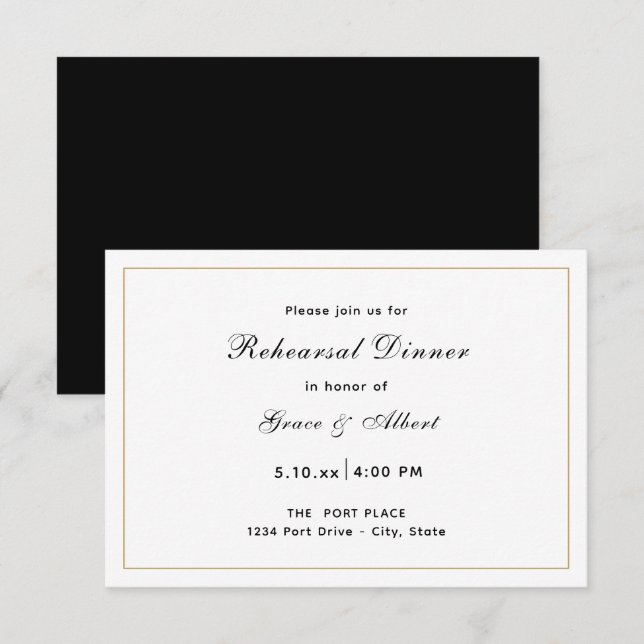 Sencilla y elegante invitación a cenar (Anverso / Reverso)