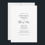 Sencilla y elegante invitación a cenar<br><div class="desc">Esta sencilla y elegante cena es perfecta para su moderna cena de ensayo minimalista en blanco y negro. El diseño presenta un tipo de letra contemporáneo mínimo acompañado de caligrafía formal. ¡Manténgalo como está,  o elige personalizarlo con tu propia obra de arte o fotos!</div>
