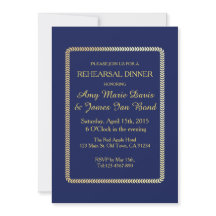 Sencilla y elegante invitación a cenar con el azul