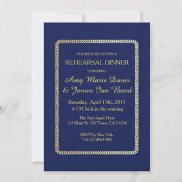 Sencilla y elegante invitación a cenar con el azul
