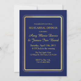 Sencilla y elegante invitación a cenar con el azul