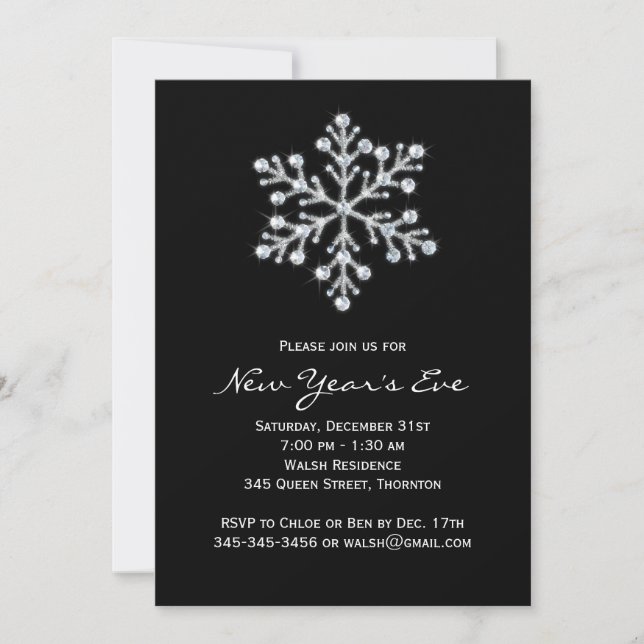 Sencilla y elegante invitación a la fiesta de Año  (Anverso)