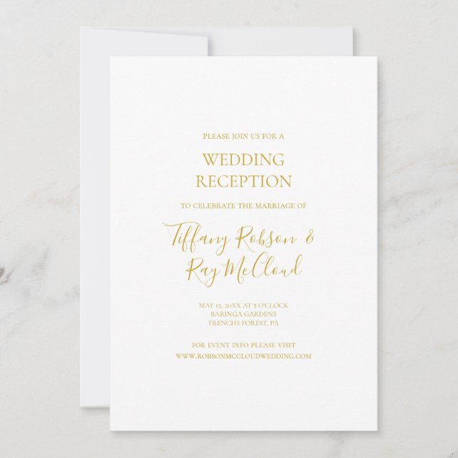 Sencilla y elegante invitación de boda de recepció (Anverso)