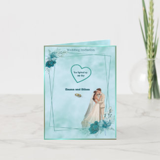 Sencilla y elegante invitación de boda en azul cie