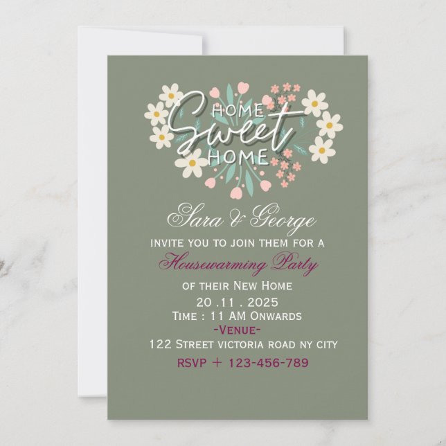 Sencilla y Elegante Invitación de Calentamiento de (Anverso)