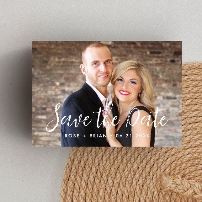 Sencilla y Elegante Invitación de Fecha de Boda co (Simple elegant photo save the date invitation shares your love story with timeless charm.)