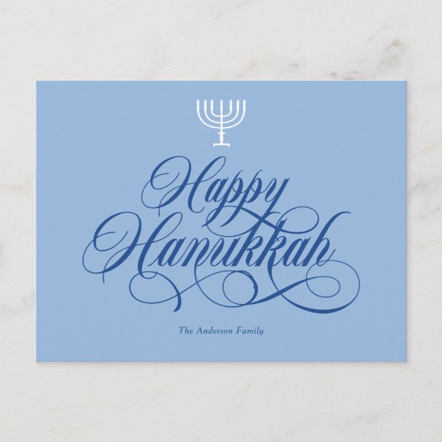 Sencilla y elegante postal para Hanukkah. (Anverso)