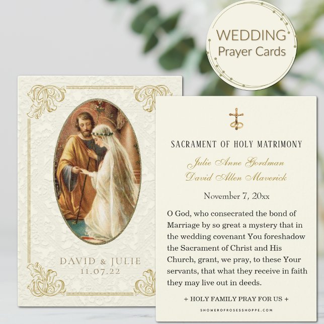 Sencilla y elegante tarjeta sagrada del Boda catól (Share the beauty of the Catholic Faith on your wedding day with our beautiful wedding prayer cards. )