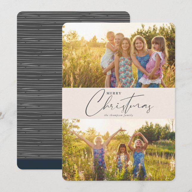 Sencilla y moderna foto de guión gris de navidad n (Anverso / Reverso)