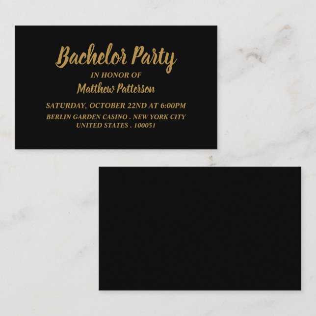 Sencilla y moderna, Invitación a un Ticket Bachelo (Anverso / Reverso)