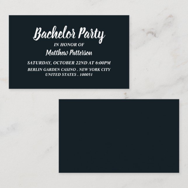 Sencilla y moderna, Invitación a un Ticket Bachelo (Anverso / Reverso)