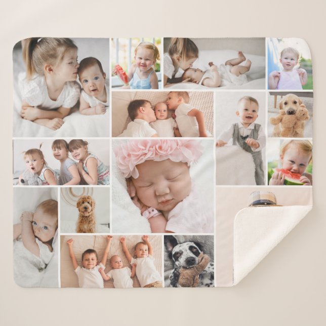 Sencilla y moderna manta Sherpa 15 Collages de fot (Anverso (horizontal))