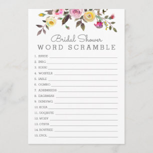 Sencillamente Bonito Word Scramble Shower Tarjeta 