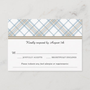 Sencillamente colocado Blue & Tan Wedding RSVP