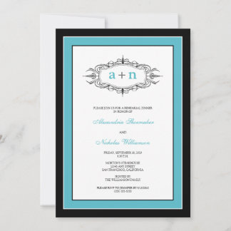 Sencillamente elegante invitación a cenar (aqua)