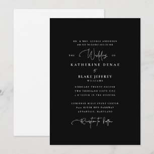 Sencillamente elegante invitación de boda B/N Padr