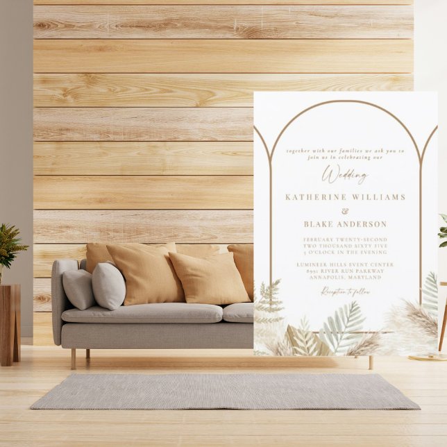 Sencillamente Elegante Pampas e Invitación Neutral (Subido por el creador)