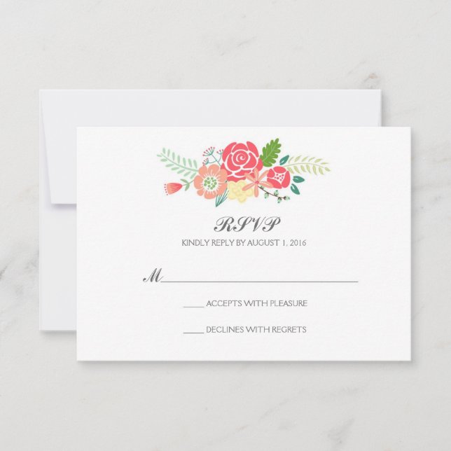 Sencillamente Floral & Stripes Wedding RSVP / Mint (Anverso)