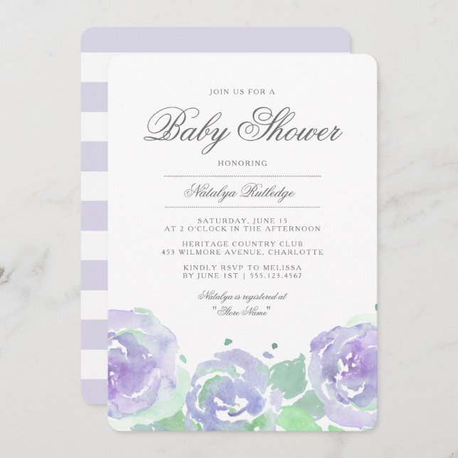 Sencillamente Serene Baby Shower Invitación (Anverso / Reverso)