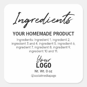 Sencillas Etiquetas De Ingredientes Blancos Y Negr