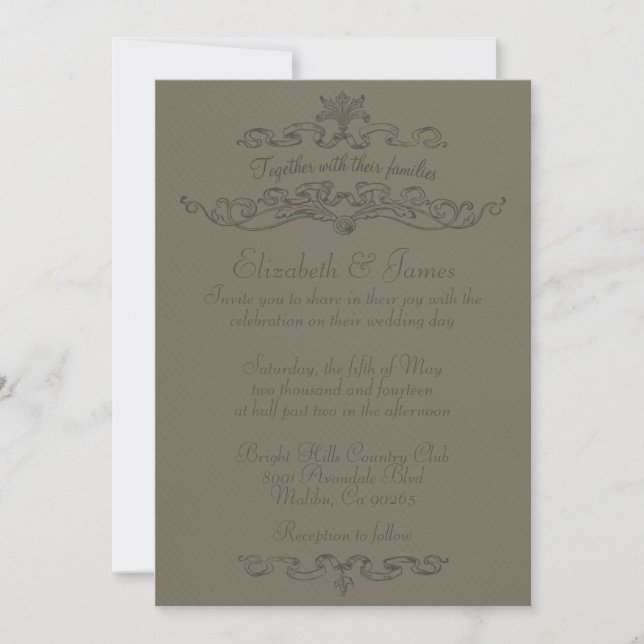 Sencillas invitaciones a bodas de lujo (Anverso)