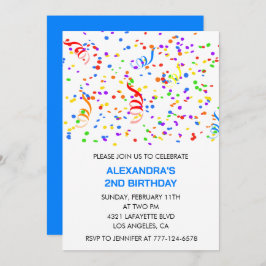 Sencillas invitaciones de 2º cumpleaños Confetti R
