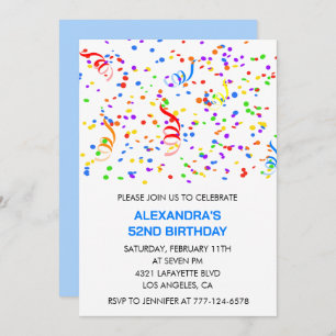 Sencillas invitaciones de 52 años Confetti Rainbow