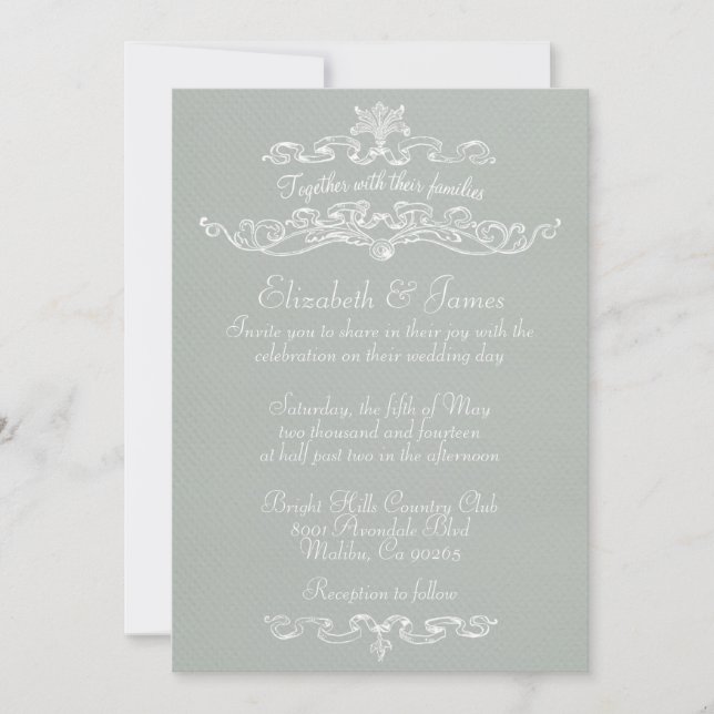 Sencillas invitaciones de boda de lujo (Anverso)