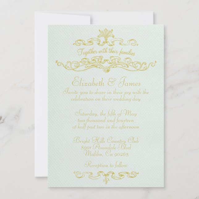 Sencillas invitaciones de boda de lujo (Anverso)