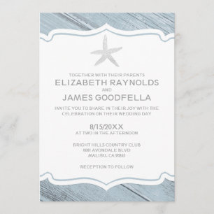 Sencillas invitaciones de boda Starfish Beach