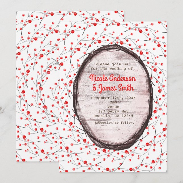 Sencillas invitaciones de bodas rústicas de campo (Anverso / Reverso)