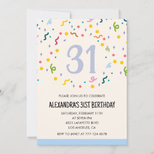 Sencillas invitaciones de cumpleaños 31 Confetti M