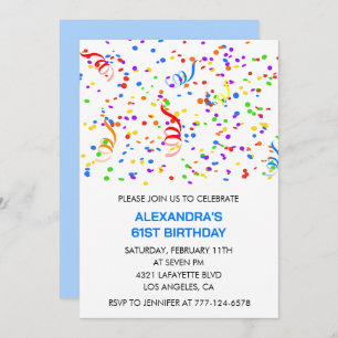 Sencillas invitaciones de cumpleaños 61 Confetti R