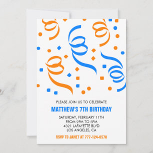Sencillas invitaciones de cumpleaños Confetti Blue
