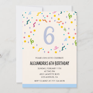 Sencillas invitaciones de cumpleaños Confetti Mode