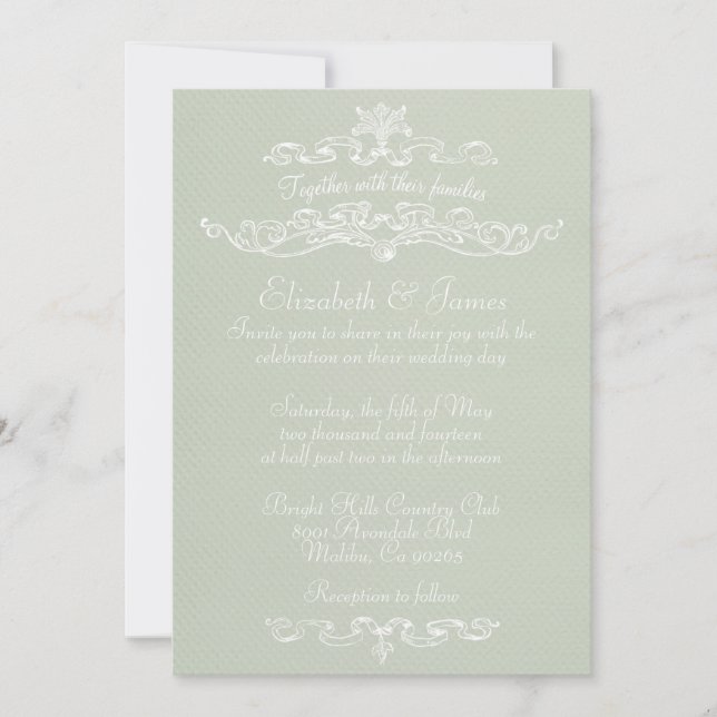 Sencillas invitaciones de matrimonio de marfil de  (Anverso)