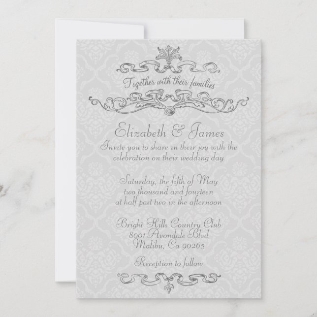 Sencillas invitaciones de matrimonio en blanco de  (Anverso)