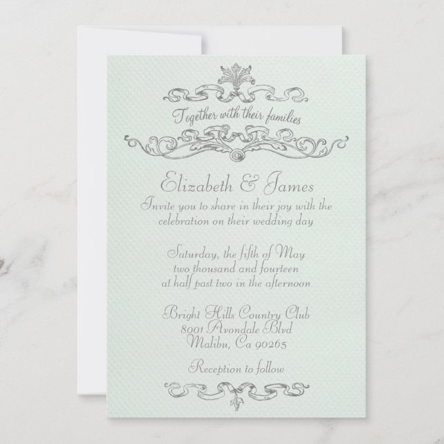 Sencillas invitaciones de matrimonio lujosas (Anverso)