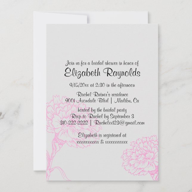 Sencillas invitaciones para bañar a las novias de  (Anverso)