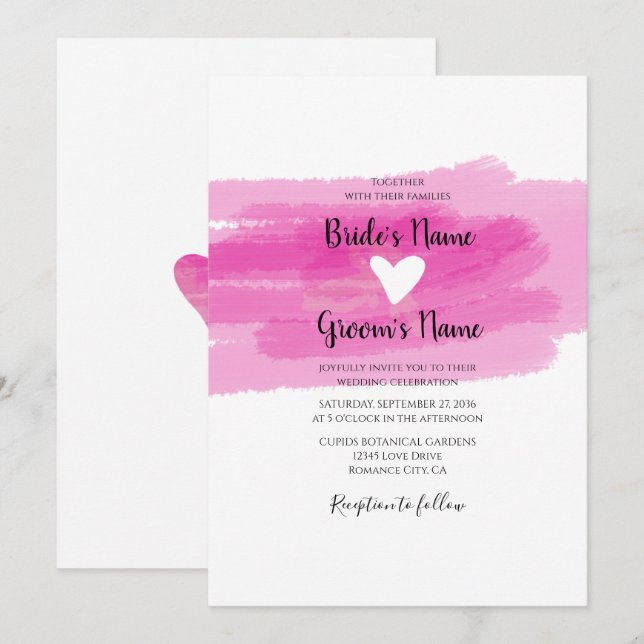 Sencillas pinturas e invitaciones de casamiento ca (Anverso / Reverso)