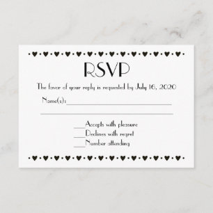 Sencillas tarjetas bodas RSVP de borde de corazón 