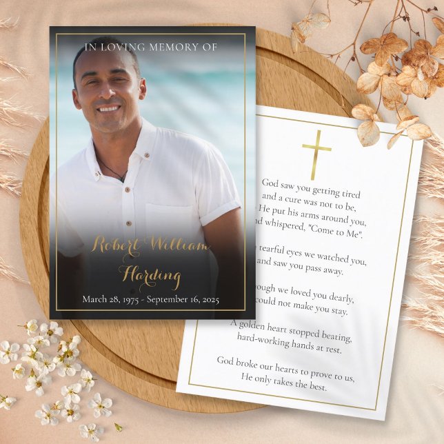 Sencillas tarjetas de oraciones de fotos conmemora (Simple Funeral Memorial Photo Prayer Cards)
