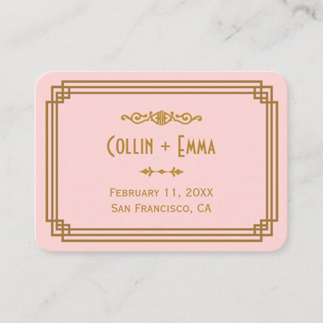 Sencillas tarjetas de plaza Boda de estilo Art Dec (Anverso)