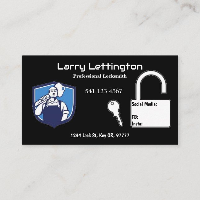 Sencillas tarjetas profesionales de locksmith (Anverso)