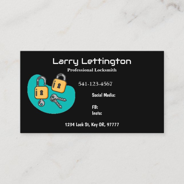 Sencillas tarjetas profesionales de locksmith (Anverso)