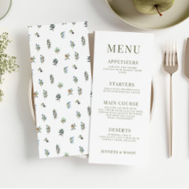 Sencillas y elegantes ramas de olivo menú boda